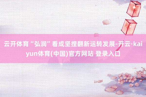 云开体育“弘润”看成坚捏翻新运转发展-开云·kaiyun体育(中国)官方网站 登录入口